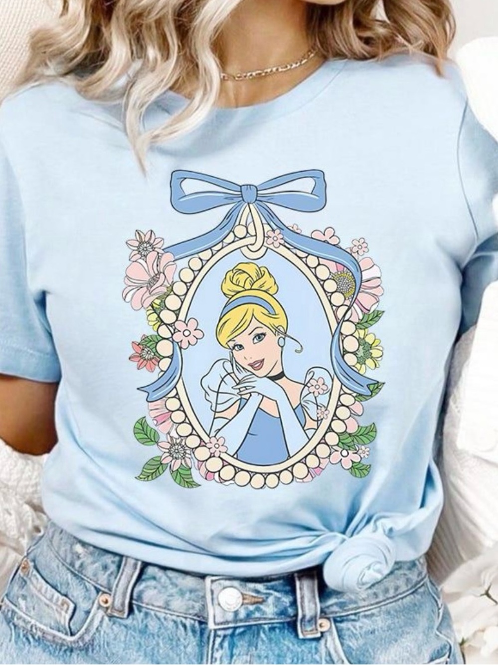 Cinderella Blue Floral Graphic Women's Tee